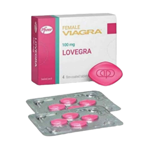 Doosje Lovegra met 2 losse strips en 1 tablet, middel voor seksuele stimulatie bij vrouwen