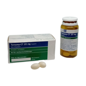 Afbeelding van Temazepam 20 mg witte capsules, een slaapmiddel voor de behandeling van ernstige slapeloosheid.