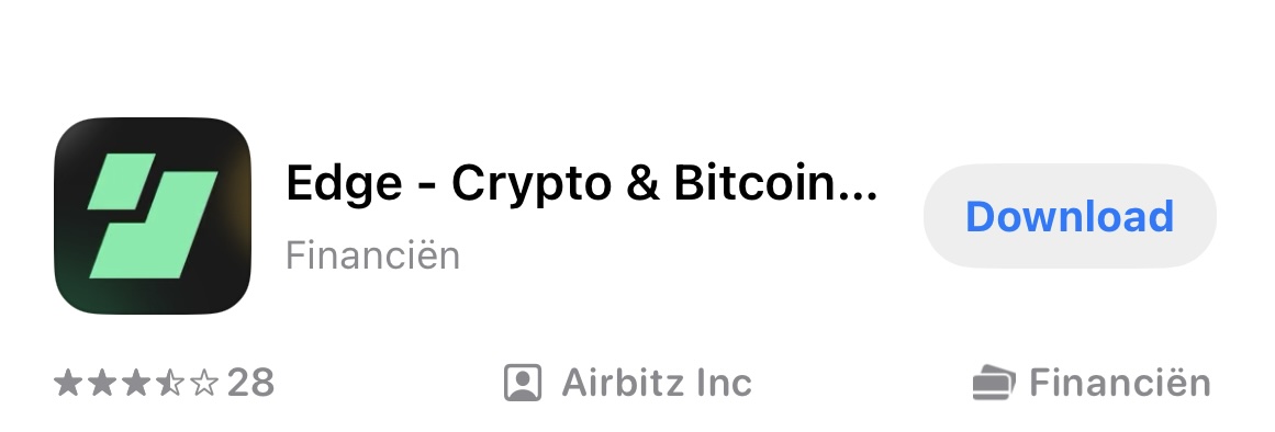 Edge-app crypto wallet voor betalingen met Bitcoin.