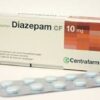 Doosje met strip Diazepam 10 mg van Centrafarm.