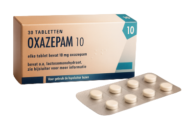 Generieke Oxazepam 10 mg tablet strip met doosje – benzodiazepine slaapmedicatie