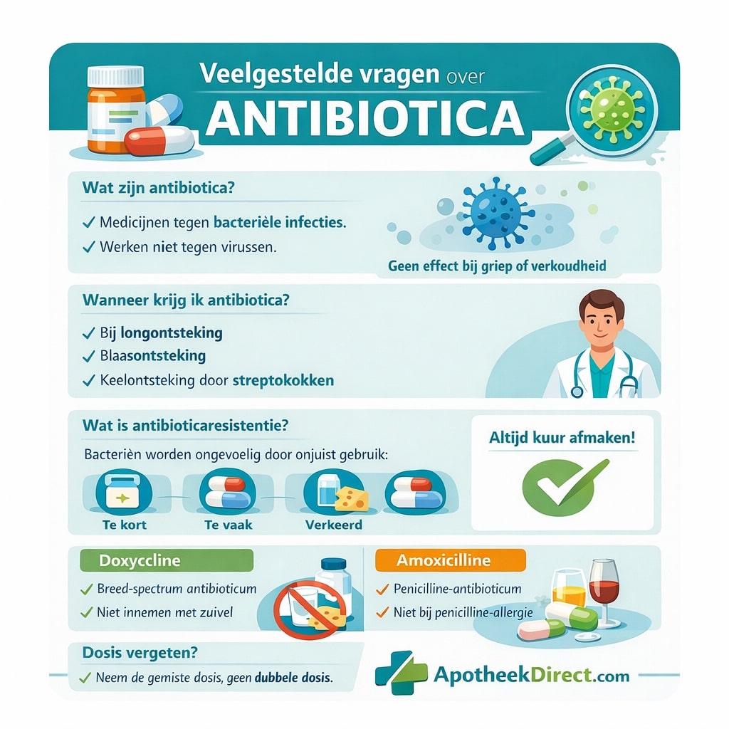 Antibiotica kopen | Doxycycline, Azitromycine of Amoxicilline